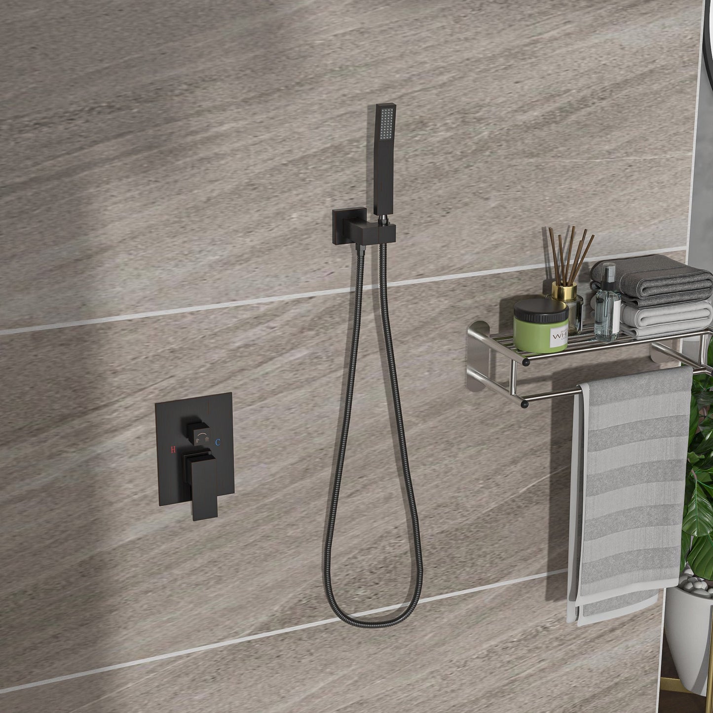 Dual Shower Head - 16 Inch Ceiling Mount Square Shower System