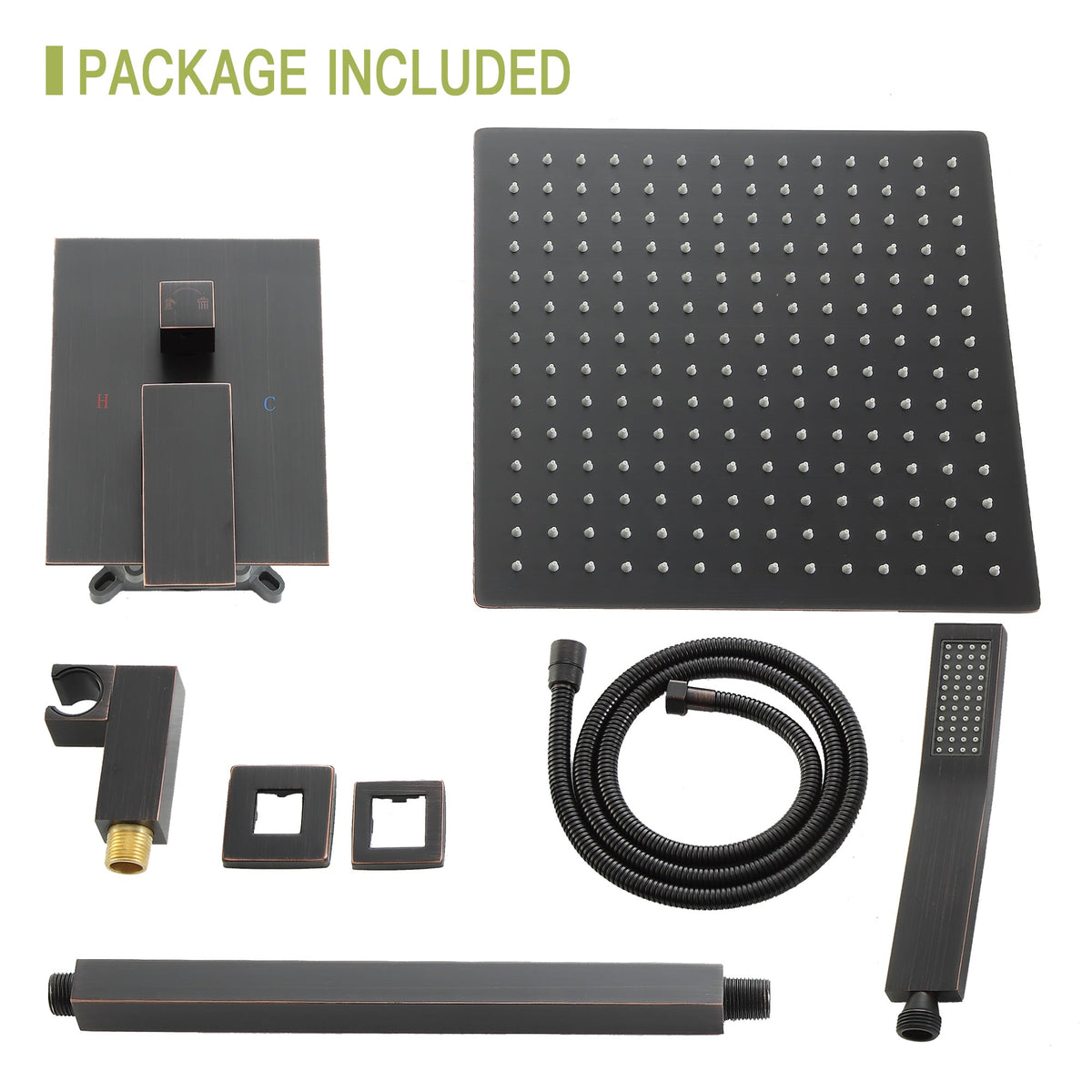 Dual Shower Head - 16 Inch Ceiling Mount Square Shower System