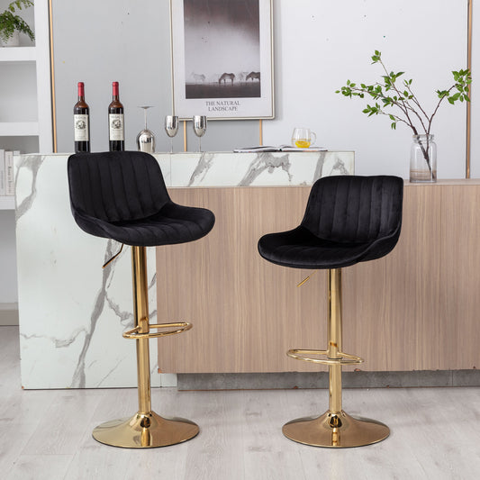 Chrome Footrest and Base Swivel Height Adjustable Bar Stool Set of 2