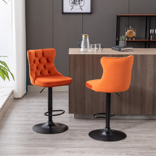 Swivel Velvet Barstools - Adjustable Height for Home Pub and Kitchen