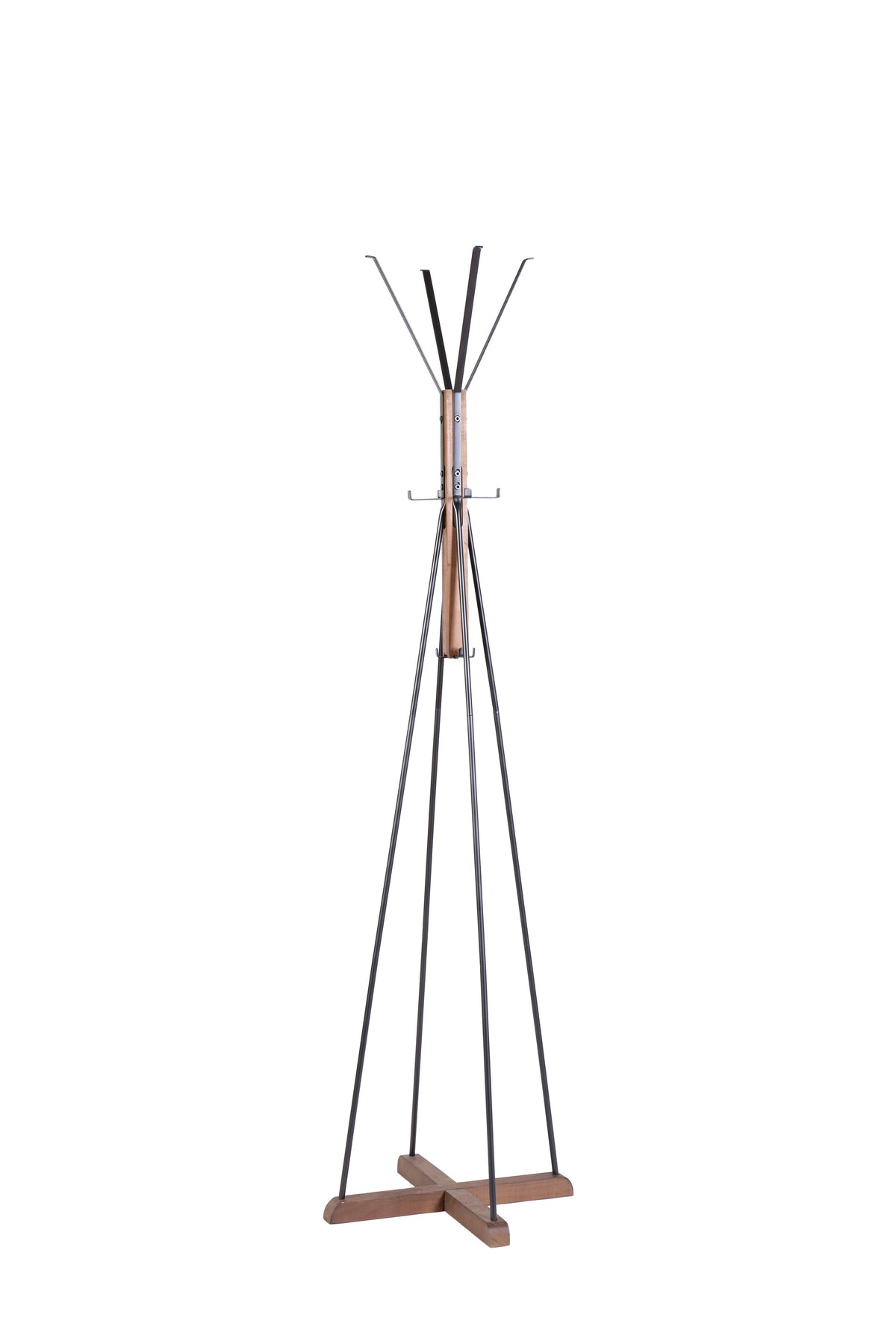 Reclaimed Wood and Metal Freestanding Coat Rack with Hooks