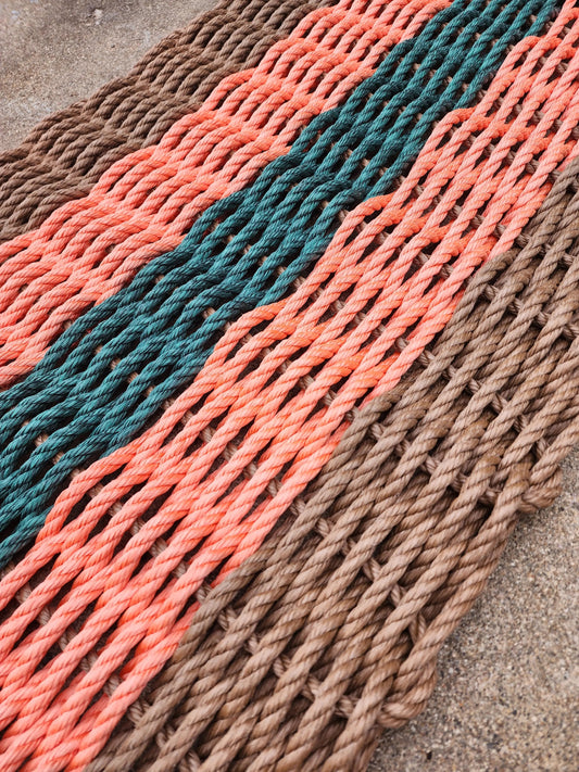Brown, Orange, and Hunter Green Lobster Rope Door Mat
