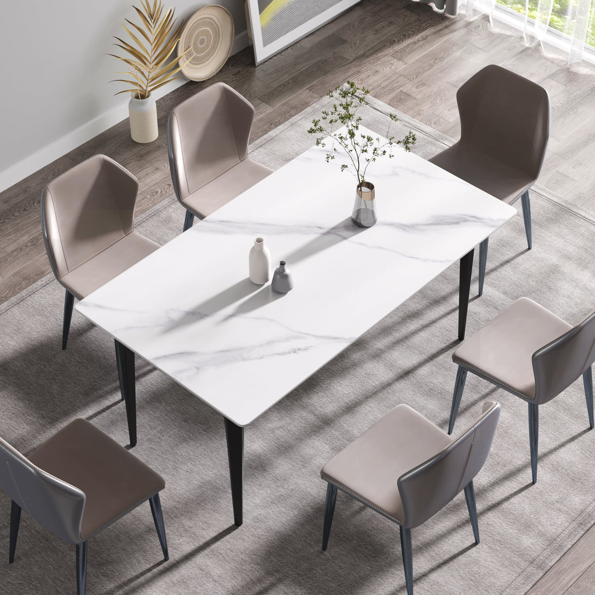 63" Modern Artificial Stone Dining Table