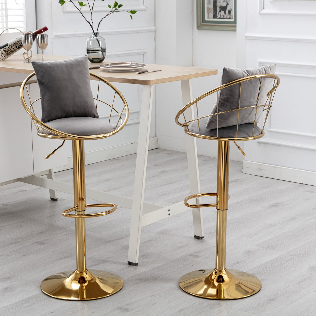 Grey Velvet Bar Chair