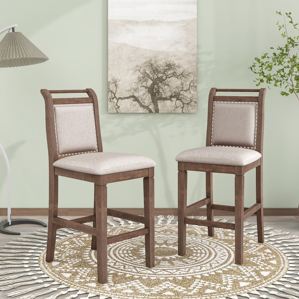 TOPMAX 3-Piece Wood Counter Height Drop Leaf Dining Table Set