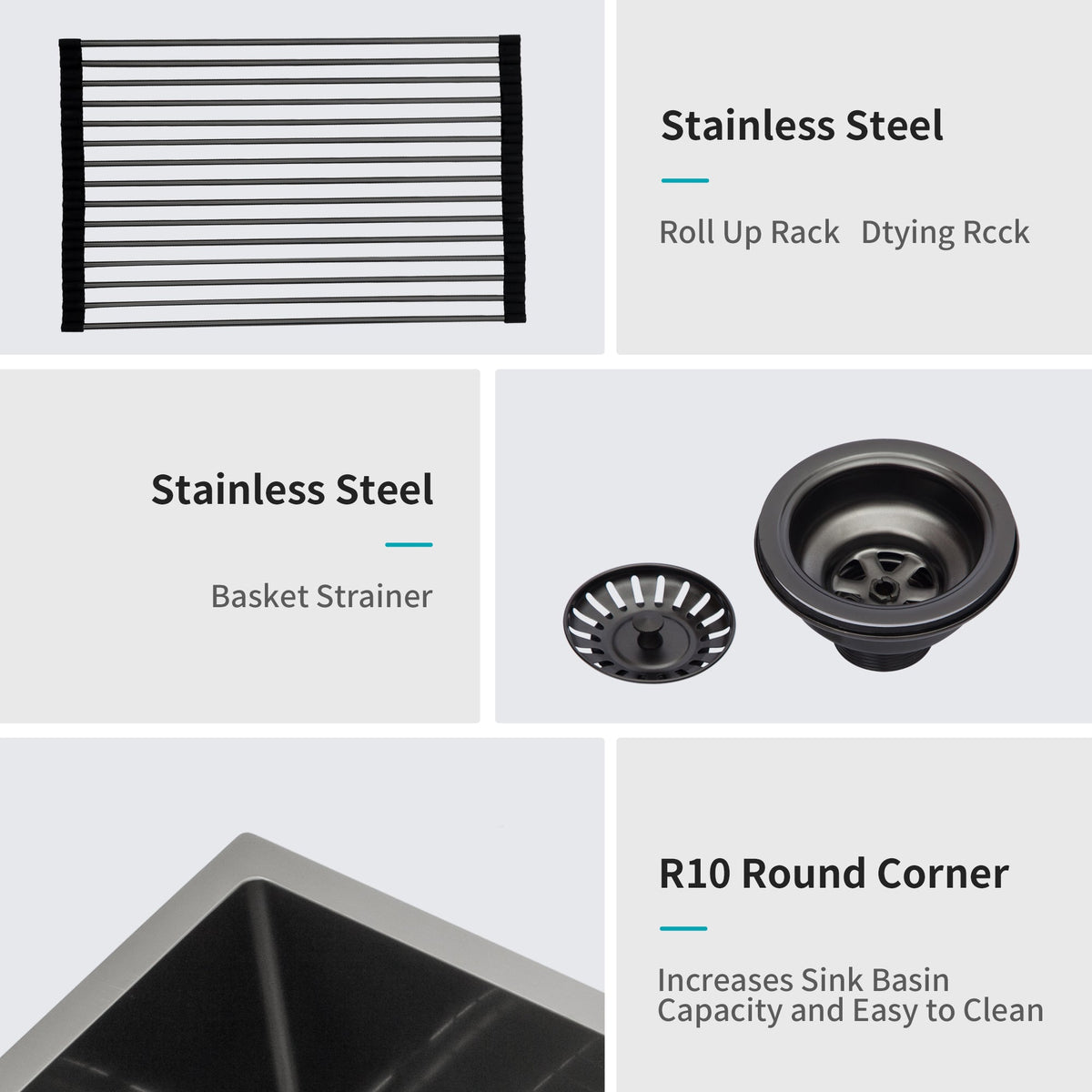 Double Bowl Undermount Sink - 33"x19"x10" Gunmetal