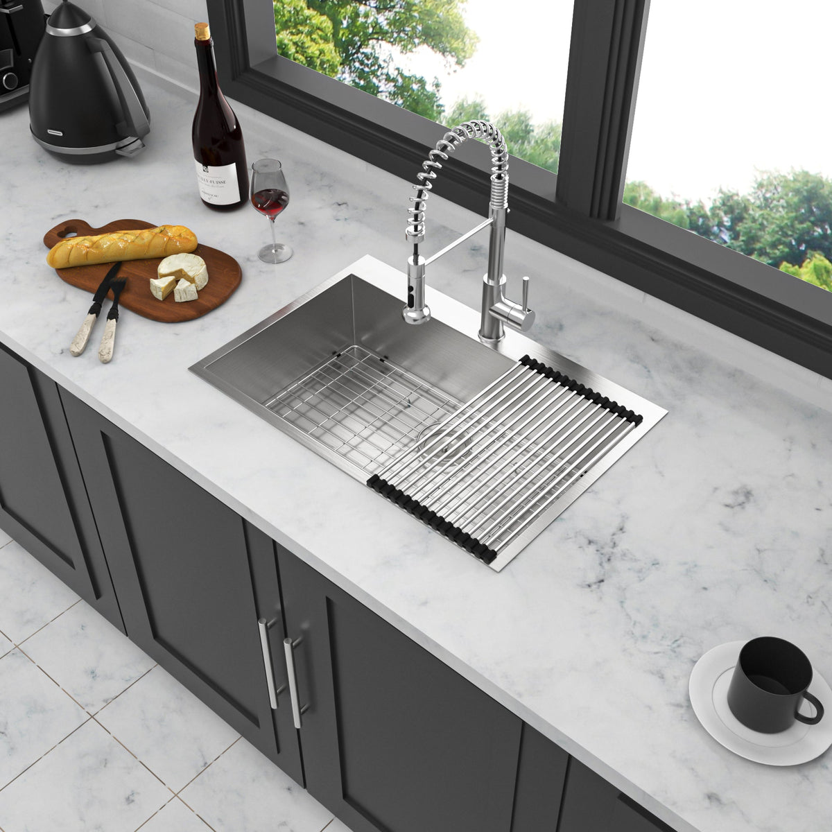 33" Drop In Kitchen Sink - 16 Gauge Stainless Steel