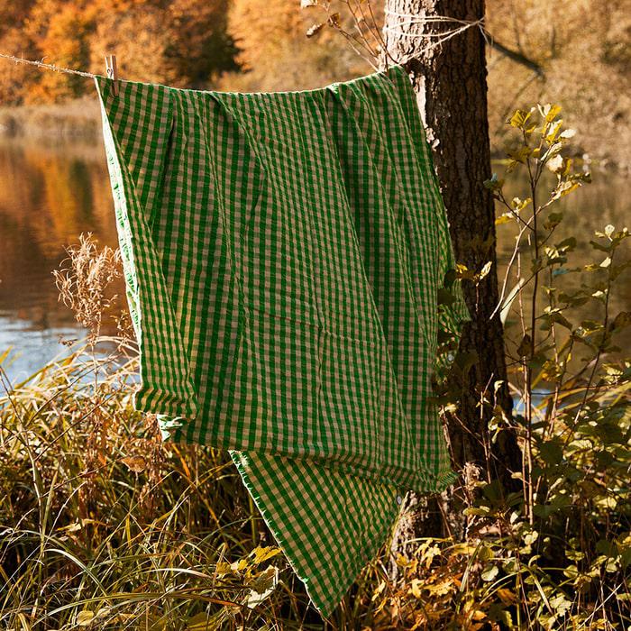 JUNA Bæk&Bølge Duvet Cover Set, Twin, Green/Sand