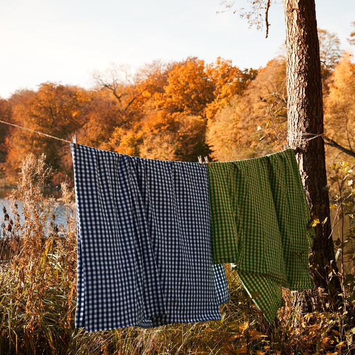 JUNA Bæk&Bølge Duvet Cover Set, Full, Dark Blue/White