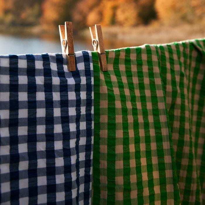 JUNA Bæk&Bølge Duvet Cover Set, Queen, Dark Blue/White