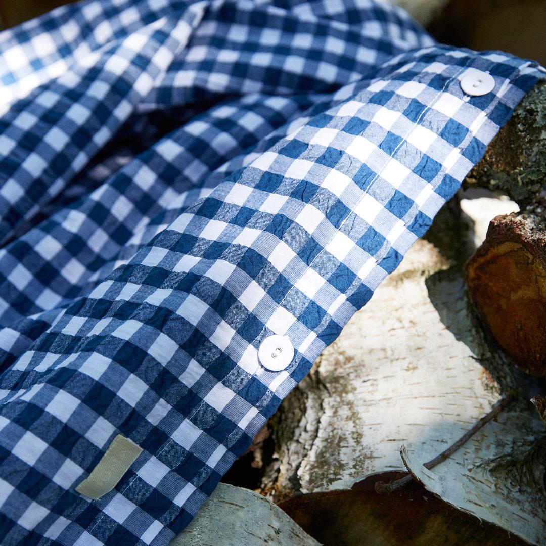 JUNA Bæk&Bølge Duvet Cover Set, Queen, Dark Blue/White