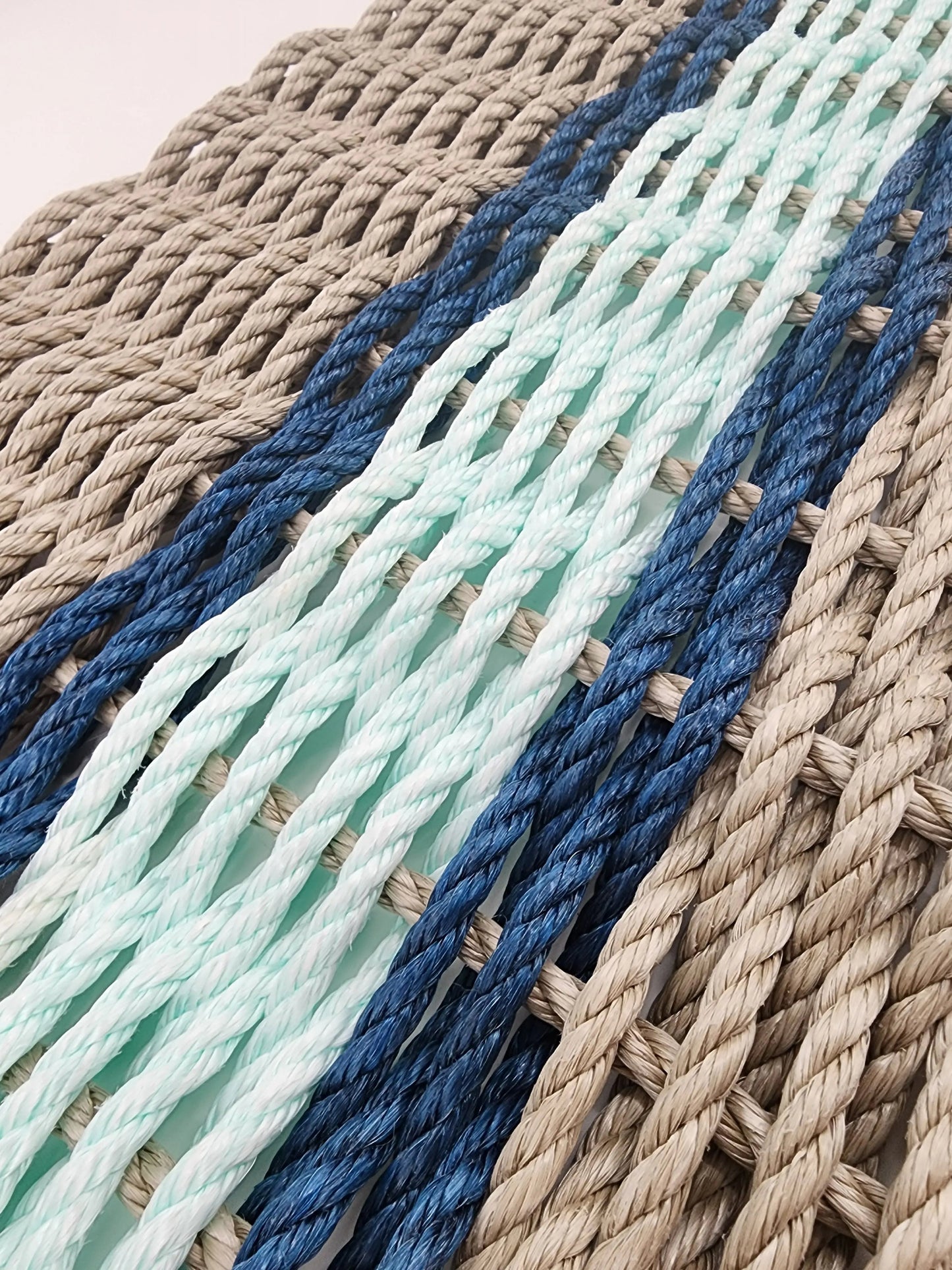 Lobster Rope Door Mat, Tan and Seafoam, accent color choice