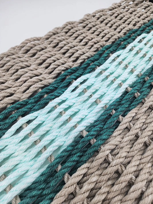 Lobster Rope Door Mat, Tan and Seafoam, accent color choice
