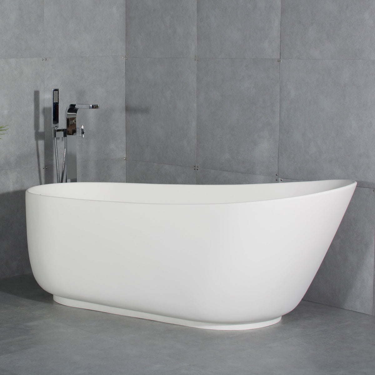 67 Inch Solid Surface Oval Shape Soaking Bathtub