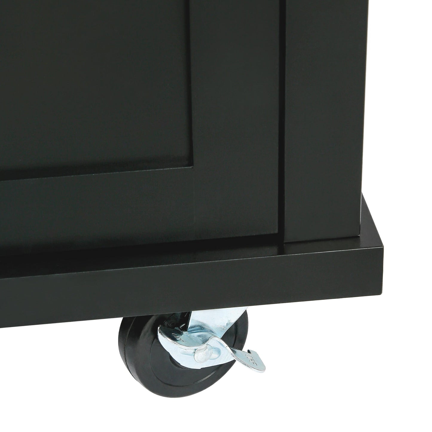 Kitchen Cart with Rubber Wood Drop-Leaf Countertop