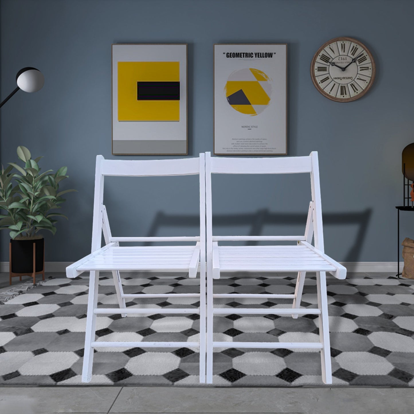 Folding Chair Set - Solid Wood & Space-Saving Design