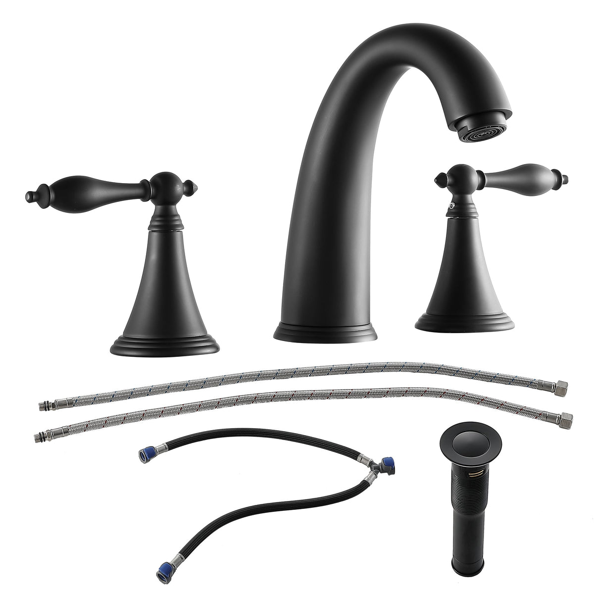 Matte Black 2 Handle Widespread Bathroom Faucet