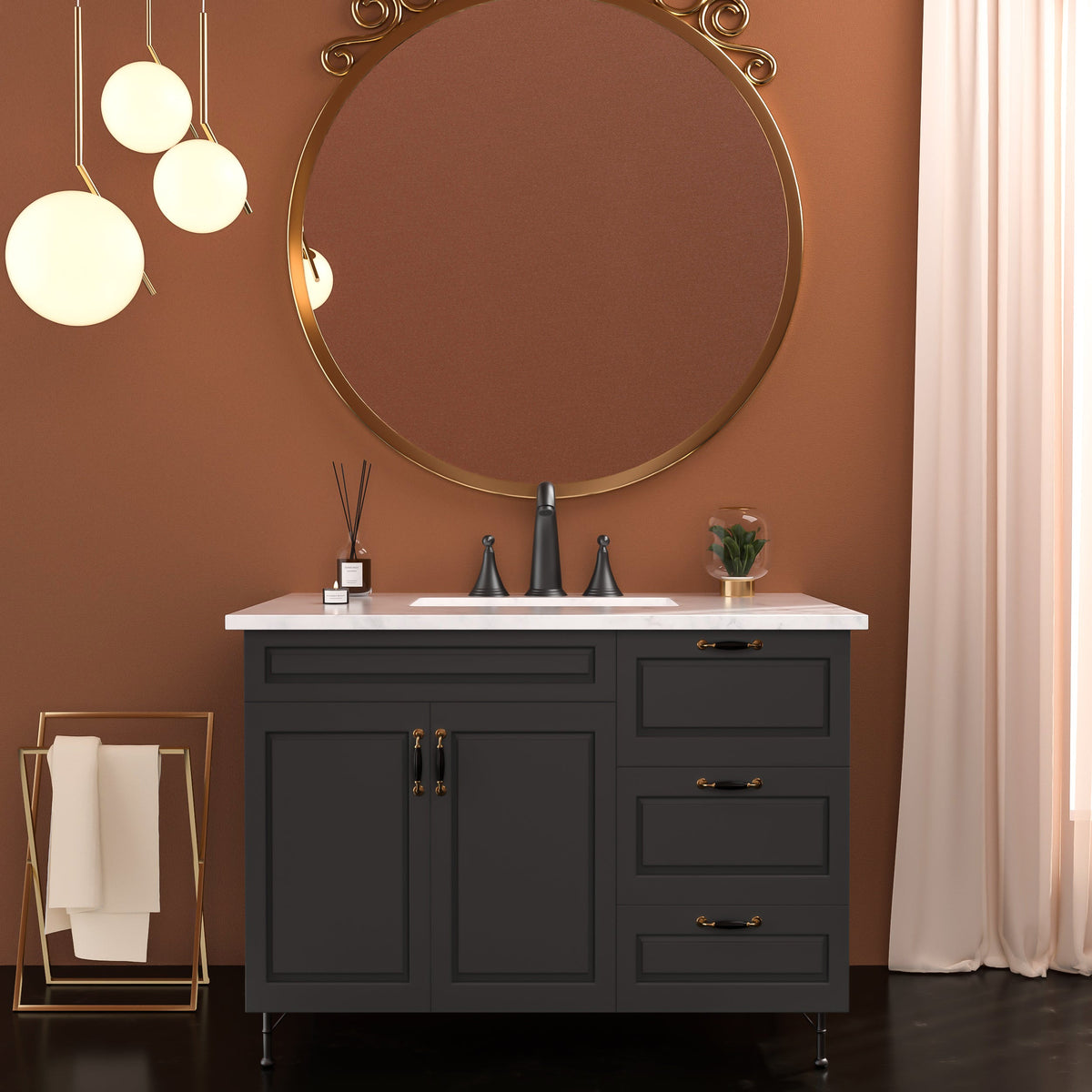 Matte Black 2 Handle Widespread Bathroom Faucet