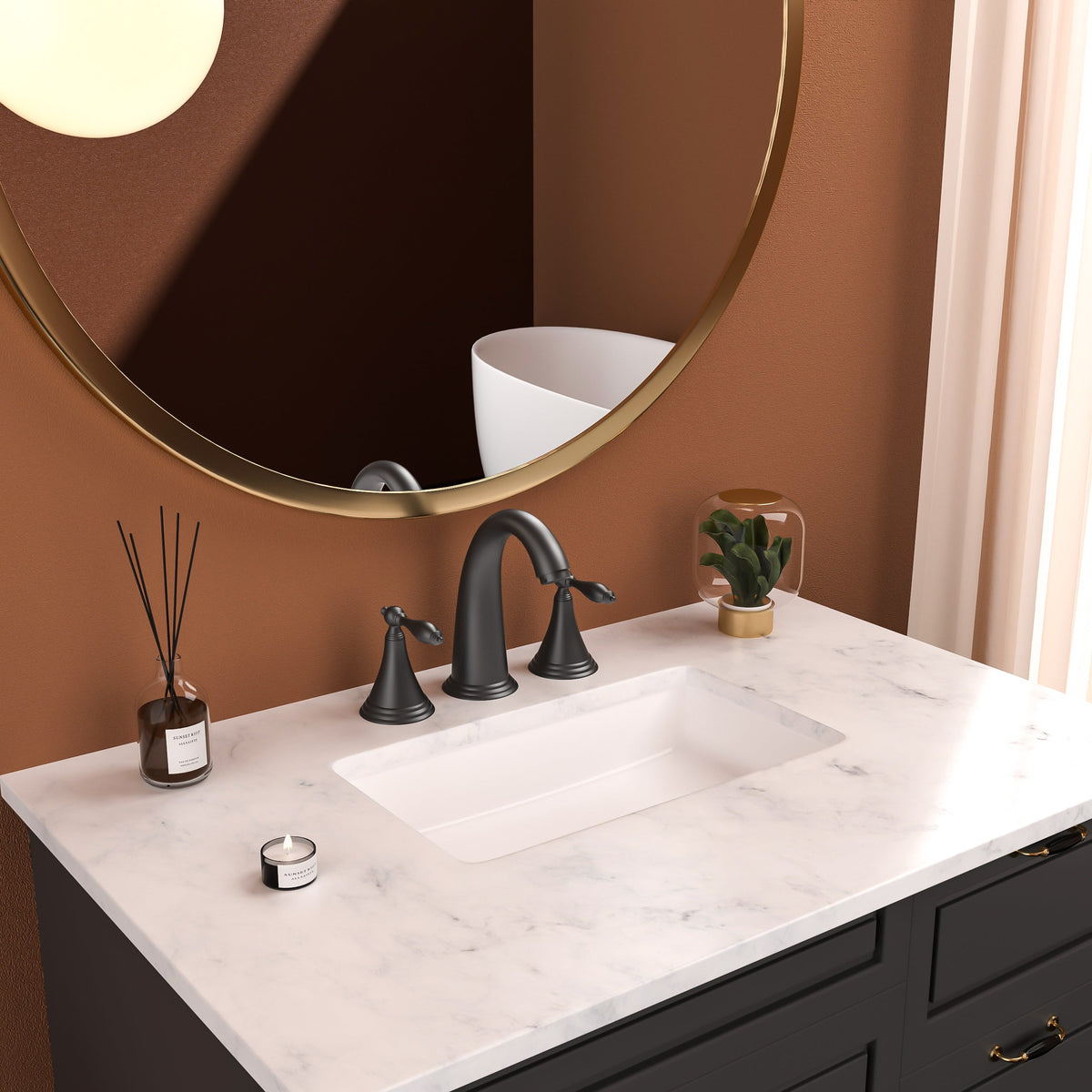 Matte Black 2 Handle Widespread Bathroom Faucet