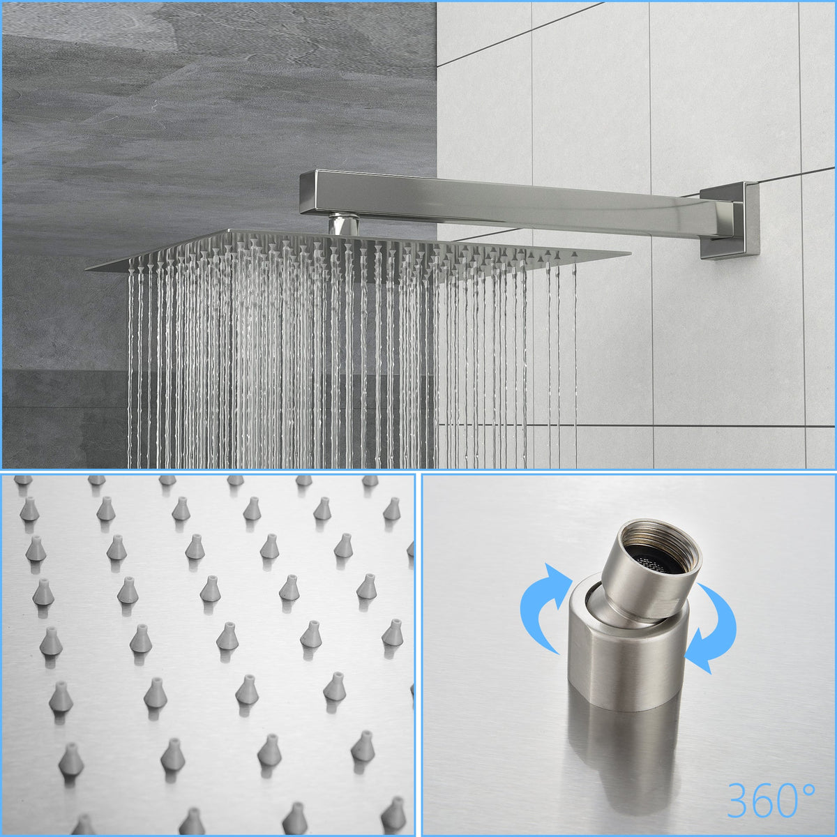 Brushed Nickel Shower System with Adjustable Slide Bar