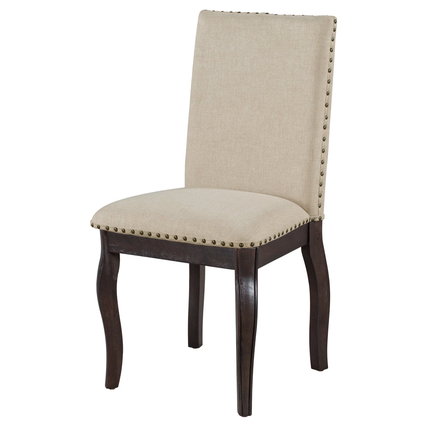 TREXM Set of 2 Dining Chairs with Nailhead in Espresso