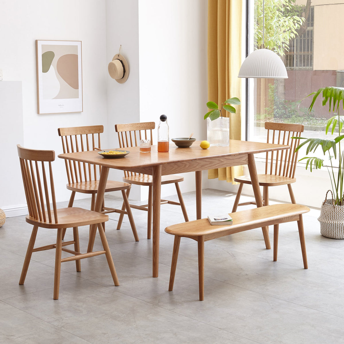 Natural Solid Oak Wood Dining Bench