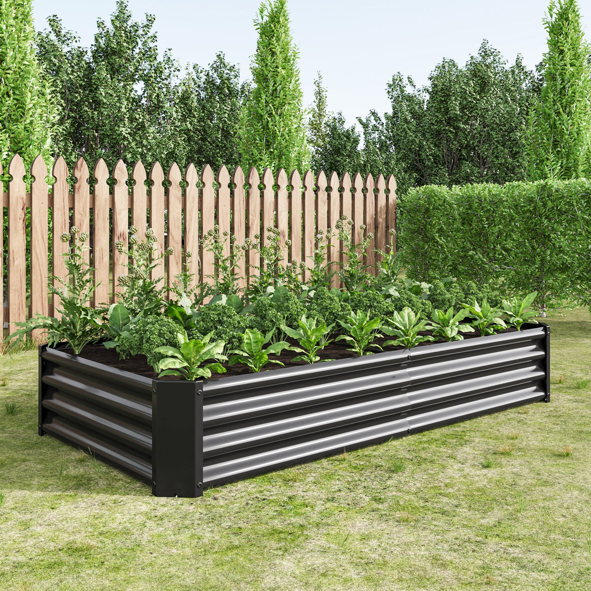 Raised Garden Bed Outdoor - 6×3×1ft Metal Planter