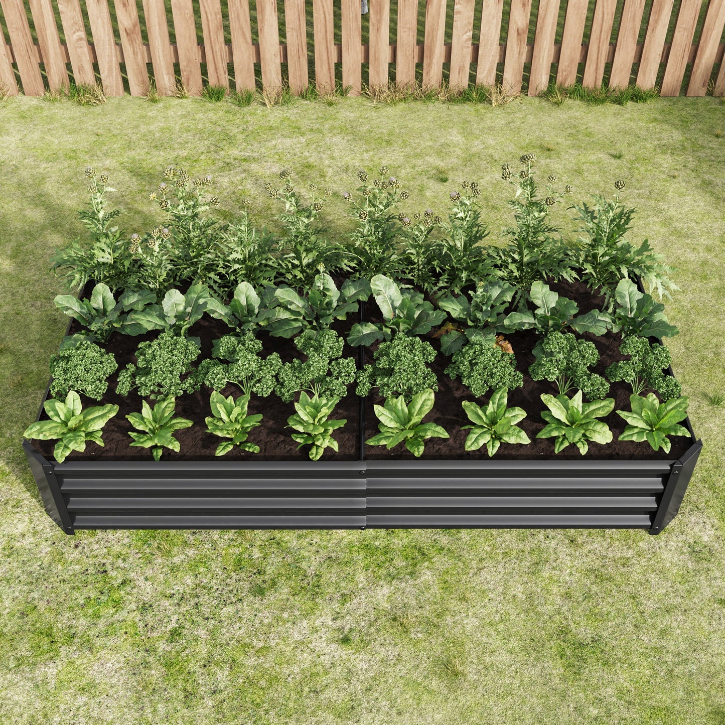 Raised Garden Bed Outdoor - 6×3×1ft Metal Planter