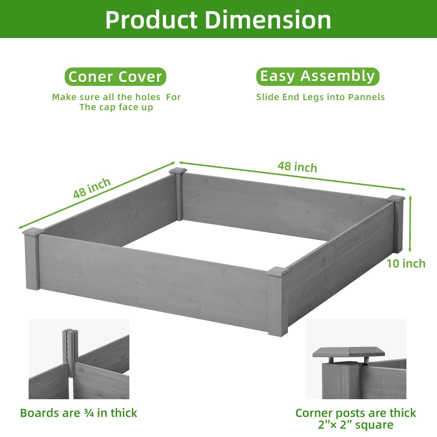 Raised Garden Bed 48x48x10''
