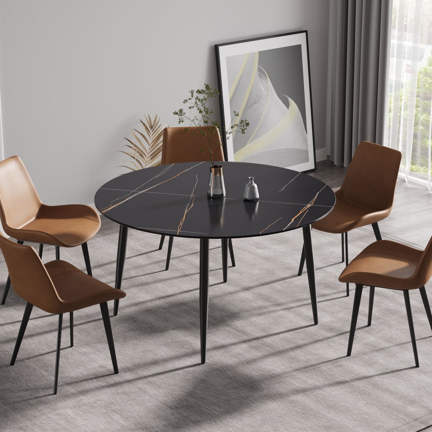 53.15" Modern Artificial Stone Dining Table
