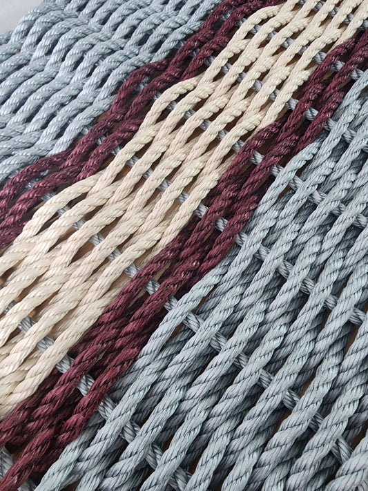 Light Gray and Light Tan with Burgundy Accents