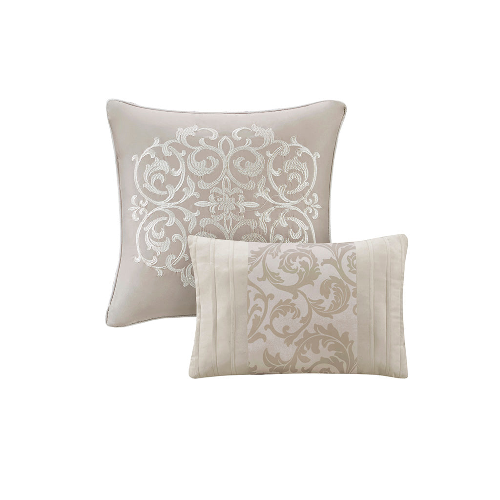 Embroidered 8 Piece Comforter Set - Neutral Queen