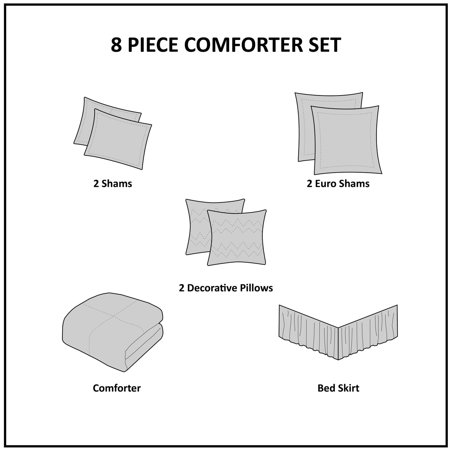 Embroidered 8 Piece Comforter Set - Neutral Queen
