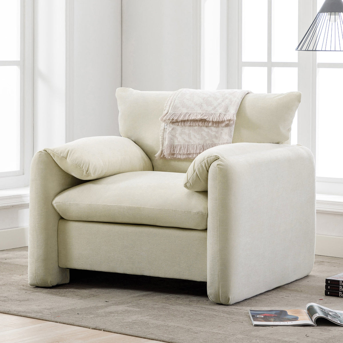 Modern Style Chenille Oversized Armchair