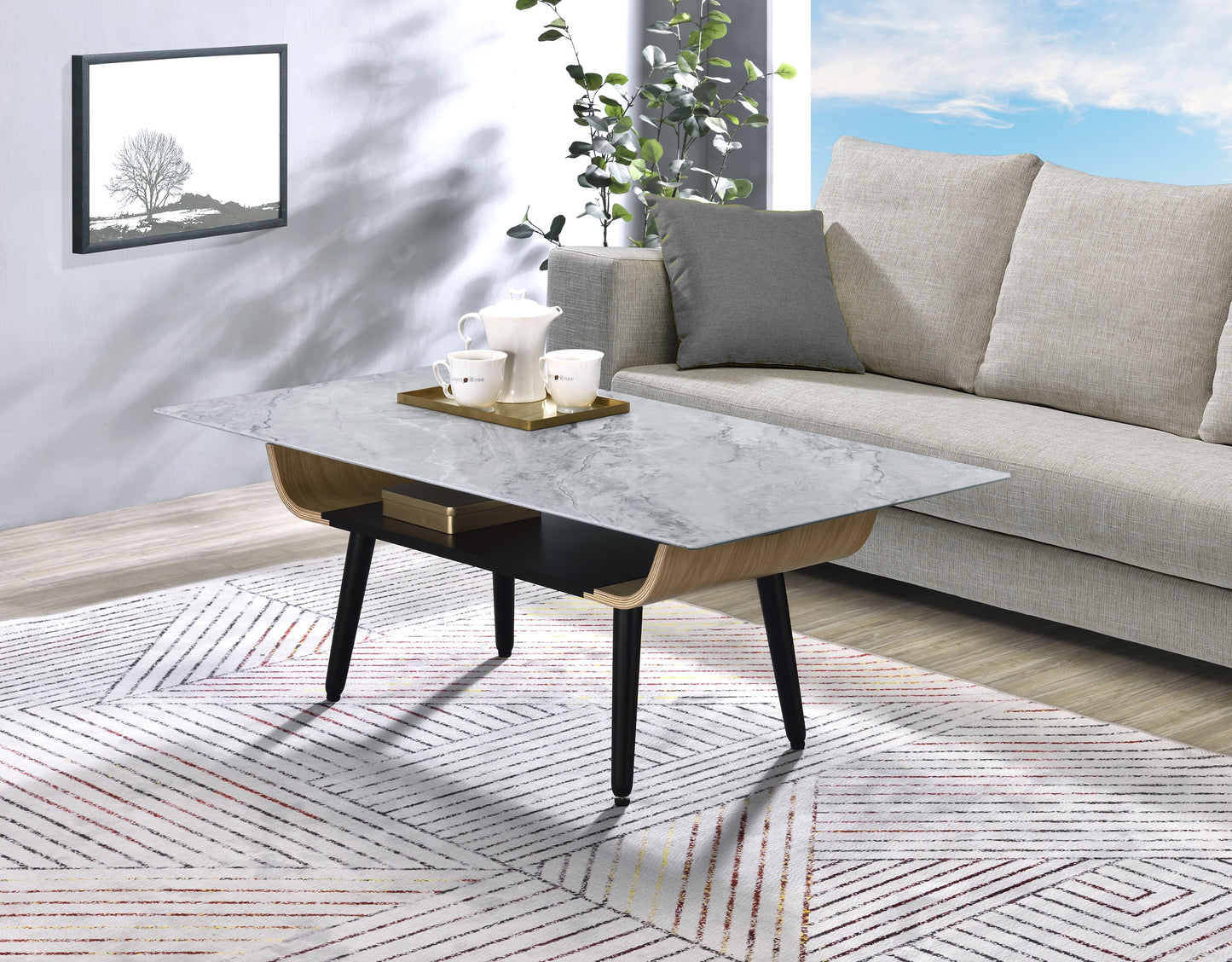 Landon 47" Coffee Table with Glass