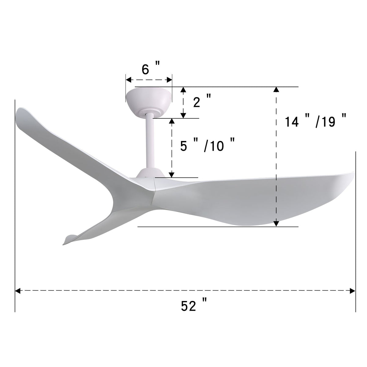 52 Inch Indoor Ceiling Fan With 6 Speed Remote