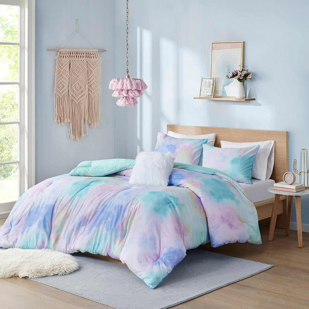 Twin/Twin XL Watercolor Tie Dye Printed Comforter Set