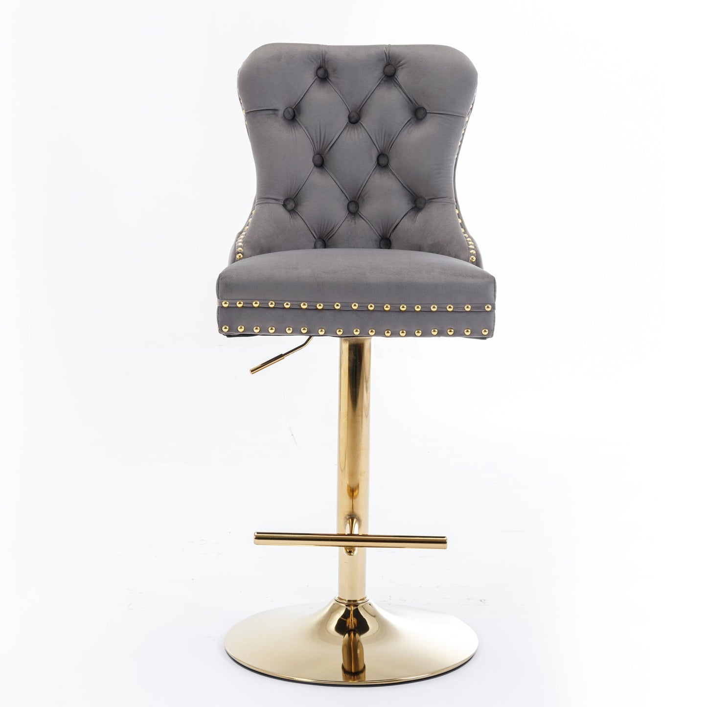 Thick Golden Swivel Velvet Barstools with Adjustable Seat Height