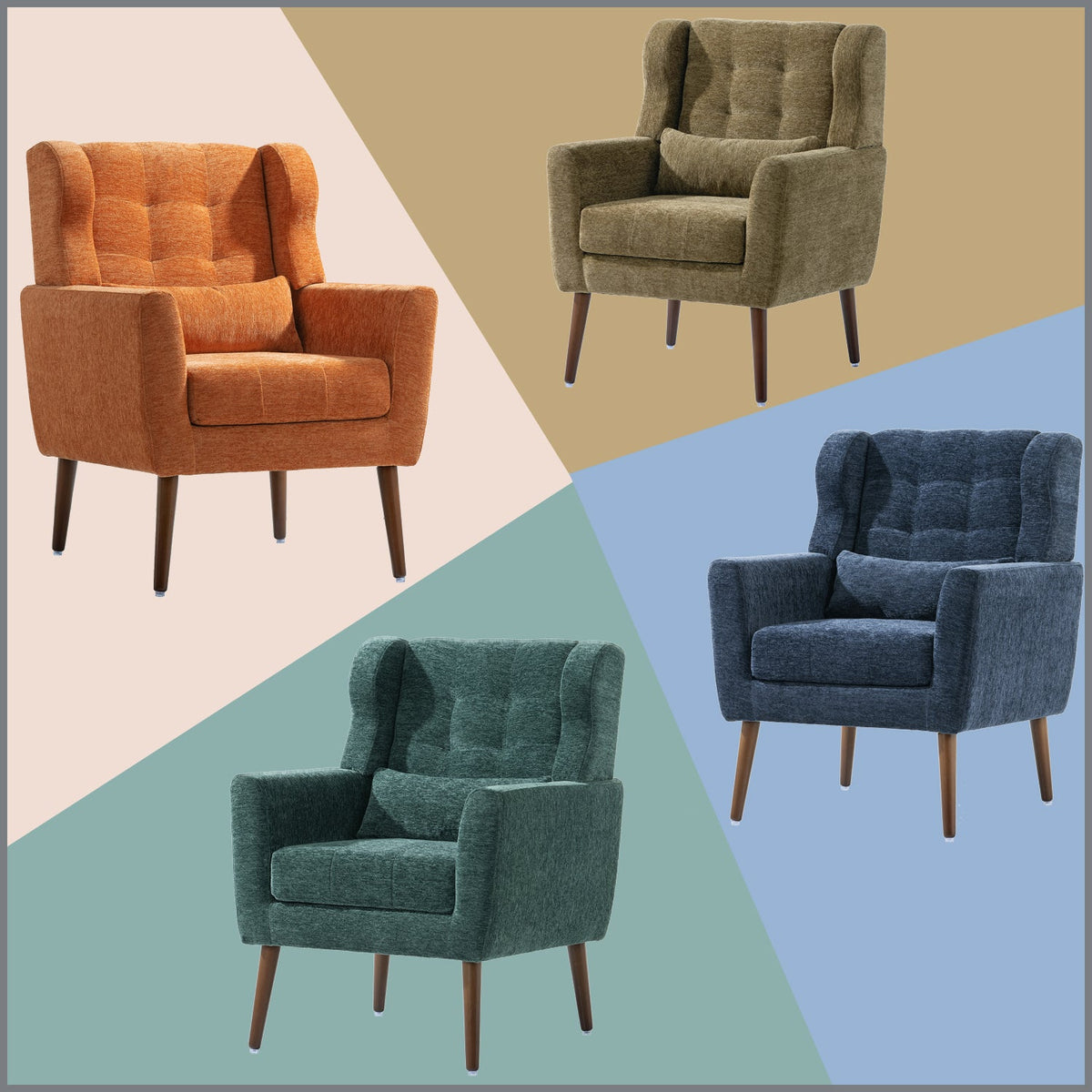 Modern Accent Chair in Olive Green