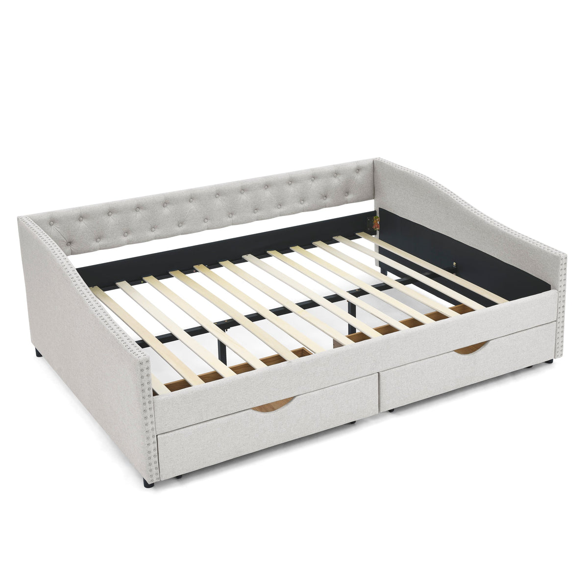 Queen Size Upholstered Daybed with Drawers