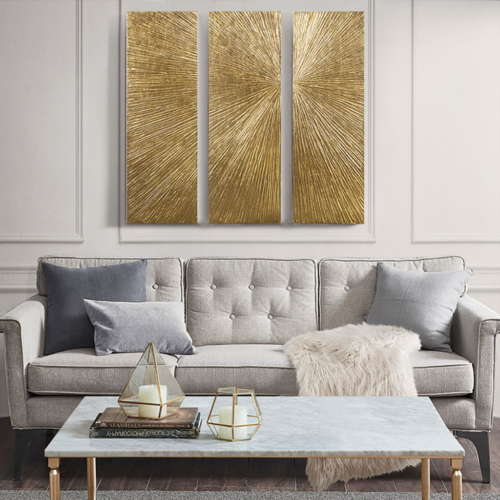 Hand Painted Triptych 3-Piece Dimensional Resin Wall Art Set