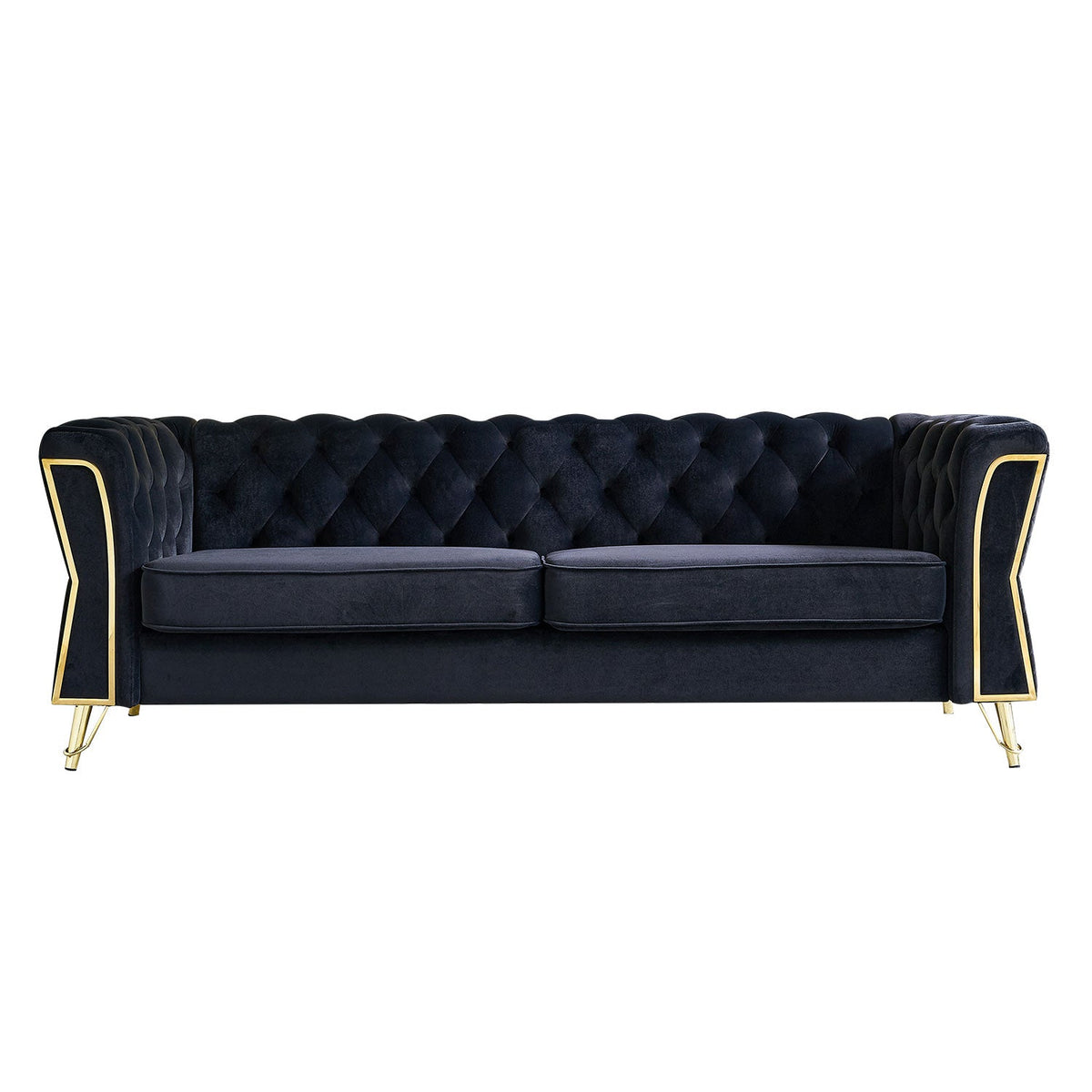 Modern Tufted Velvet Sofa 87.4 Inch for Living Room