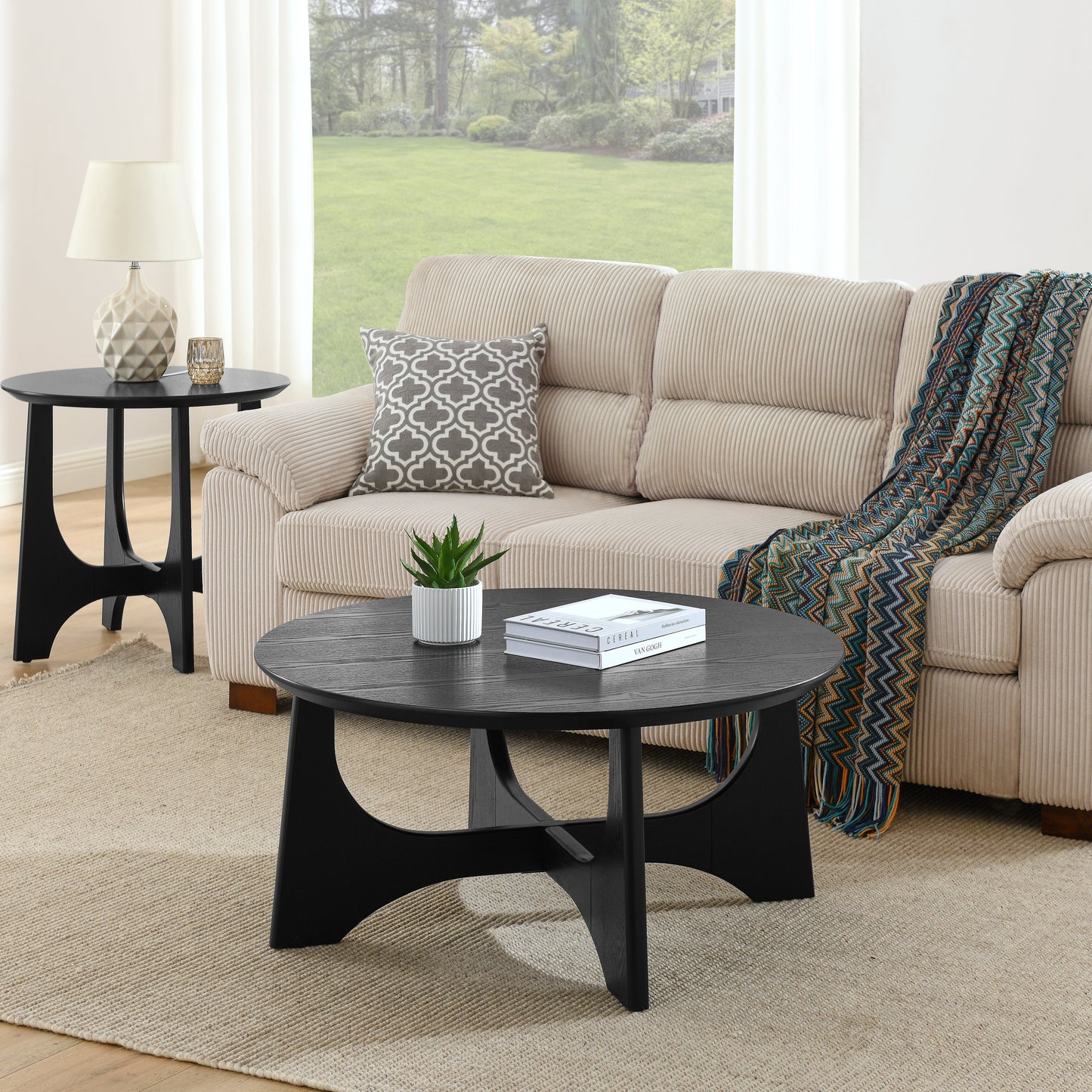 25" Round Wooden End Table
