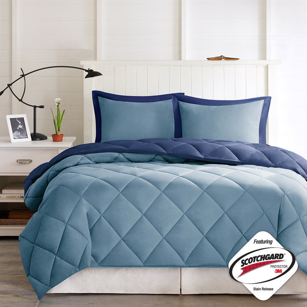 Full/Queen 3M Scotchgard Diamond Quilting Reversible Down Alternative Comforter Set