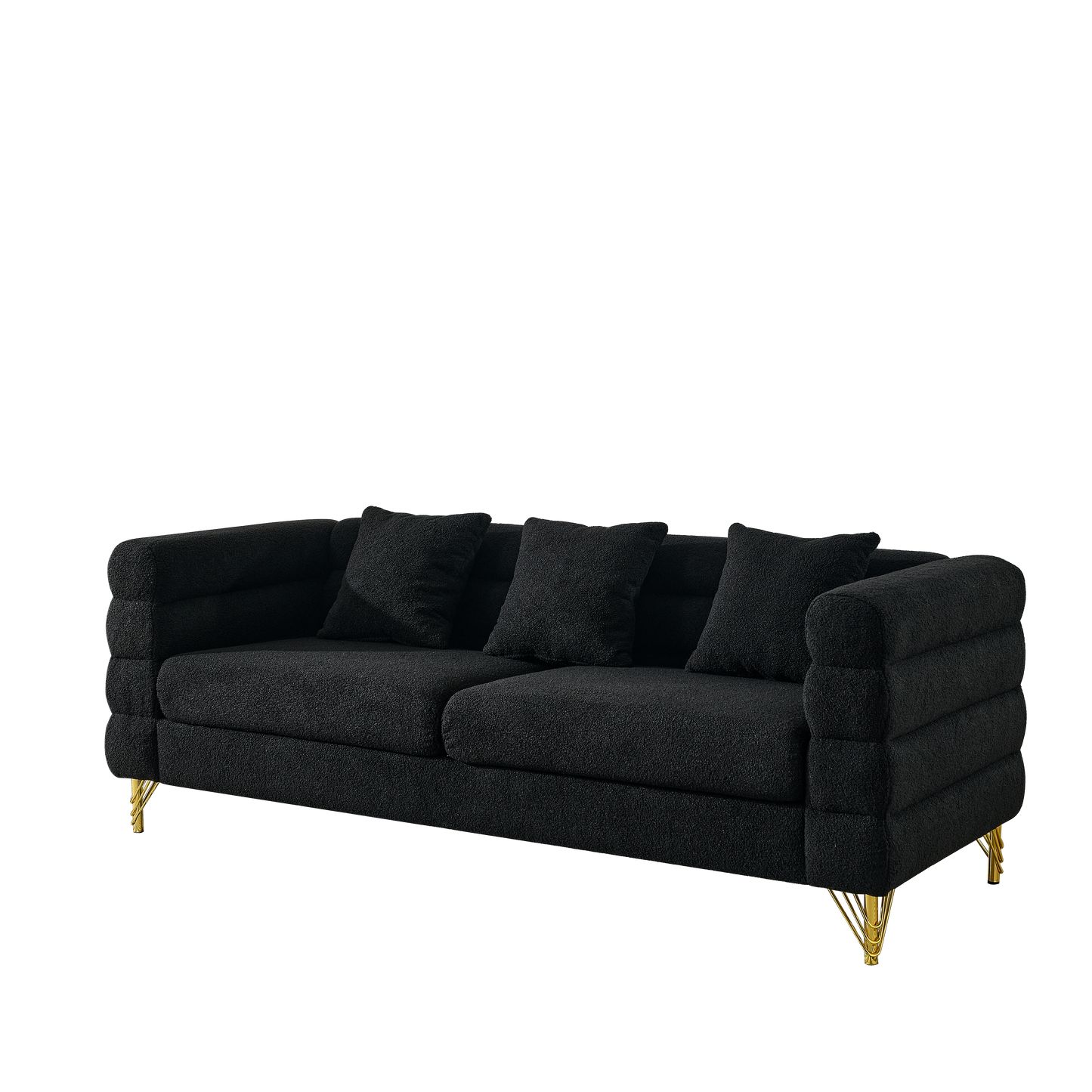 3-Seater + 3-Seater Combination Sofa - Black Teddy