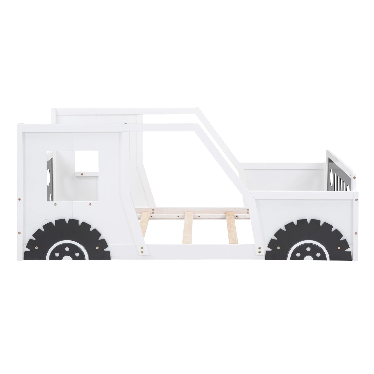Twin Size Classic Car-Shaped Platform Bed with Wheels