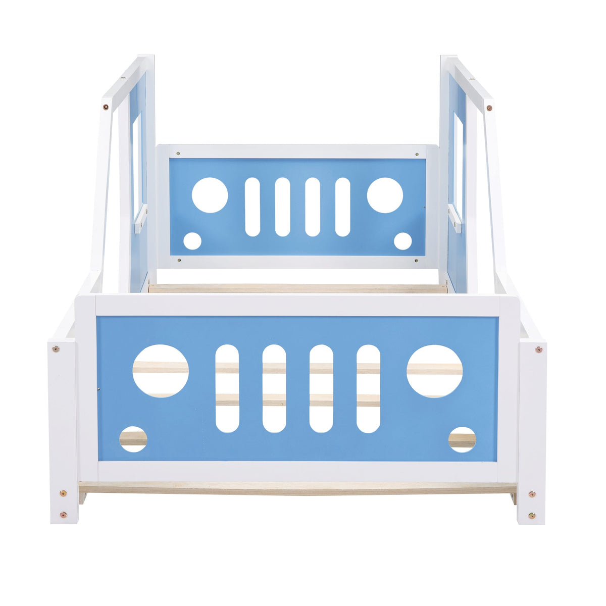 Twin Size Classic Car-Shaped Platform Bed with Wheels