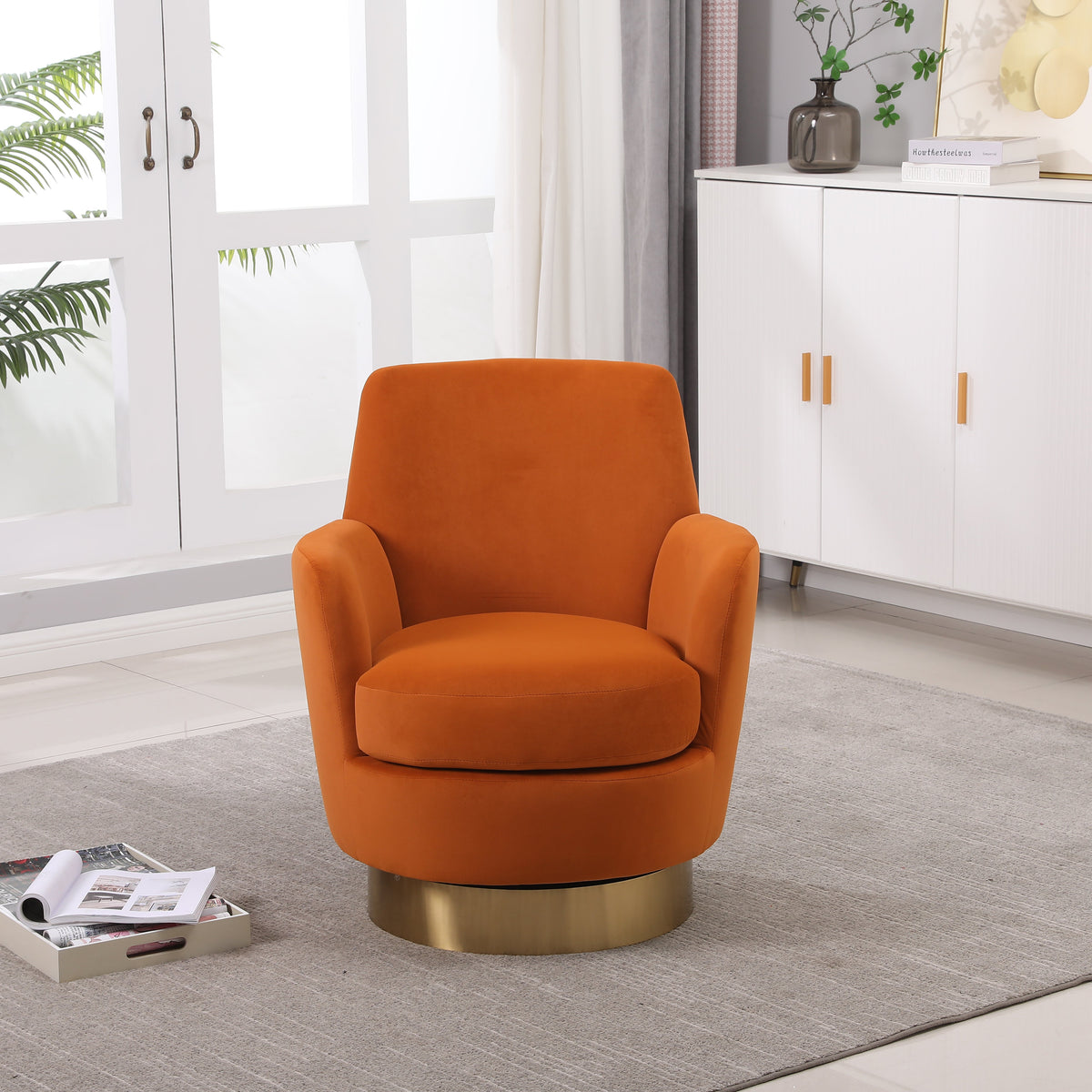 Velvet Swivel Barrel Chair