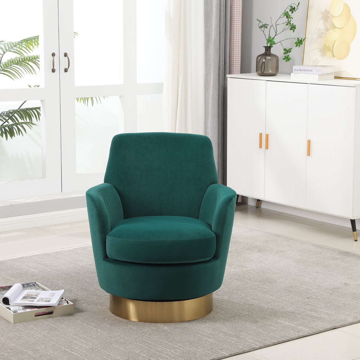 Velvet Swivel Barrel Chair