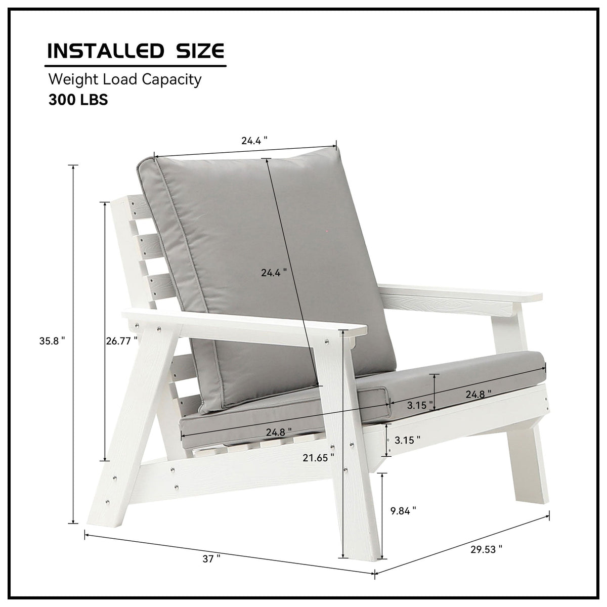 HIPS All-Weather Outdoor Single Sofa with Cushion